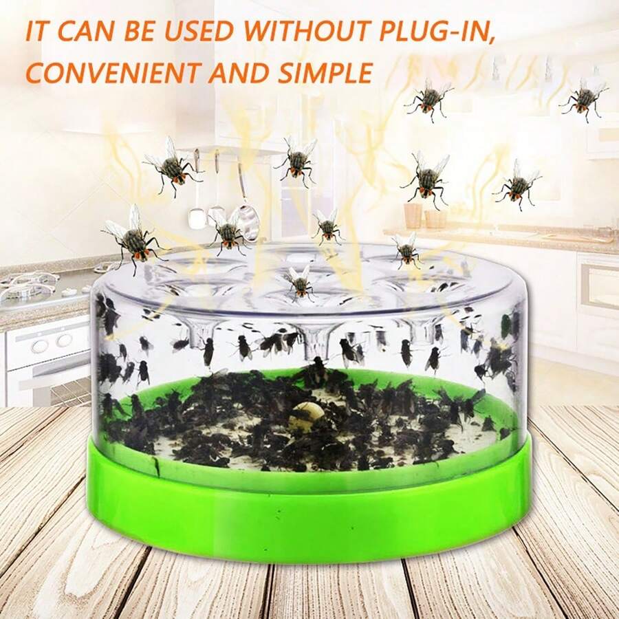 1pc Reusable Portable Fly Trap, Reusable Plastic Fly Cage, Funnel-Style Fly Catcher, Efficient Fly And Pest Control Tool, Suitable For Kitchen, Farm, Yard, Restaurant, Home Fly Control[Bait Not Included]