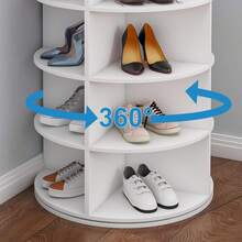 Rotating Shoe Rack Tower, Spinning Storage Rack, Standing 360° Revolving Shoe Organizer - 8 Floors, Circular Shape - View 7