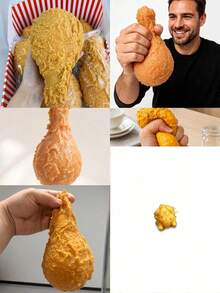 1pc Realistic Large Chicken Drumstick Squishy Stress Relief Toy, Sensory Squeeze Toy - Multicolor - View 10
