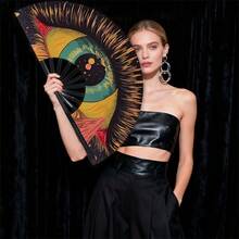 Starry Eyes Creative Illustration Folding Fan, Subculture Personalized Outfit Prop, Wall Decor Large Fan - Multicolor - View 5