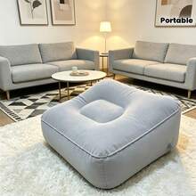 Household Inflatable Footrest, Portable Leg Support Pillow, Economy Class Footrest, Suitable For Home Office Desk, Outdoor And Car Use - Grey - Light Grey - View 13