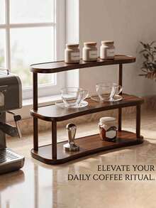 Three-Tier Wooden Shelving Unit, Desktop Cosmetics Organizer, Beauty And Skincare Product Display Rack, Multifunctional Countertop Organizer, Suitable For The Kitchen, Bedroom, Bathroom, And Home Organization, Freestanding Shelving Unit - Multicolor - View 8
