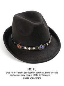 1pc Neutral Style Hat, Polyester Fiber, With Feather Decorated Hat Band, Vintage, Suitable For Daily And Holiday Wear - Multicolor - View 13