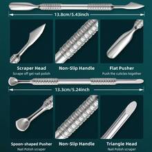 JSS. 2Pcs Russian‑Style Cuticle Pusher Set, Stainless Steel Manicure Nail Tool - Silver - View 4