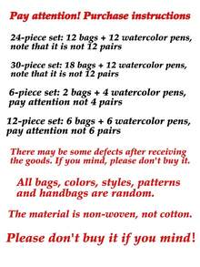 6/12/24pcs Reusable DIY Doodle Non-Woven Shopping Bags - DIY Doodle Bags, Children's Kindergarten Handmade Coloring Painting Materials, Educational Coloring - Random Style Patterns And Rope Colors - Multicolor - View 4