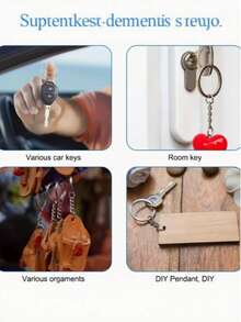 60/50/40/30/20/10/2pcs Metal Key Rings With Chain And Connecting Rings, DIY Keychain Accessories For Handmade, Jewelry Making, Bag Charms - Multicolor - View 8