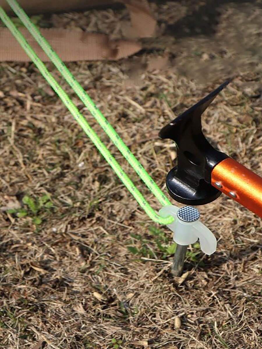 2PCS Set. 4PCS Set. Camping Tent Stakes Set, T-Head Tent Stakes With Windproof Ropes, Heavy Duty Outdoor Camping Hiking Tent Anchors - Multicolor - View 1