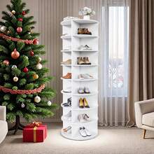 Rotating Shoe Rack Tower, Spinning Storage Rack, Standing 360° Revolving Shoe Organizer - 8 Floors, Circular Shape - View 10