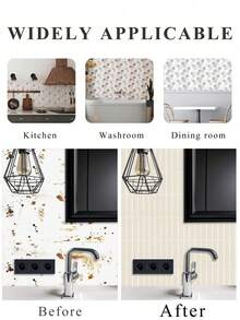 2D Peel And Stick Backsplash Tile,Glossy Beige Long Strip Self‑Adhesive Wall Stickers,Waterproof Oilproof Removable Subway Tile Decals,Easy DIY Installation For Kitchen,Bathroom,Laundry Room,Cabinet,Home Wall Decor - Milk Apricot Mist - View 6