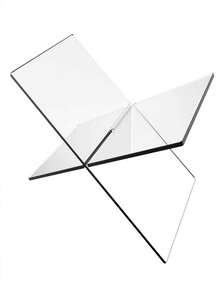 1pc Transparent Black Acrylic X-Shaped Bookshelf Stand - Coffee Table Bookshelf - Kitchen Cookbook Stand - Home And Dining Table Decor, - Clear - View 8
