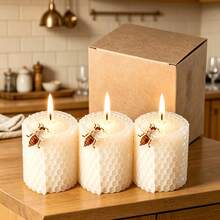 Set Hadiah Lilin Pilar Lilin Lebah 2/3/4 Buah, Dengan Dekorasi Lebah, Lilin Wangi Seri Lengkap Buatan Tangan Cocok Untuk Dekorasi Rumah Dan Hadiah - Set lilin batang lebah - View 11