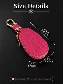 1pc Mini Litchi Grain Car Key Pouch Unisex Car Key Storage Bag Creative Fashion Minimalist Pendant PU Keychain,Coin Purses - Multicolor - View 2