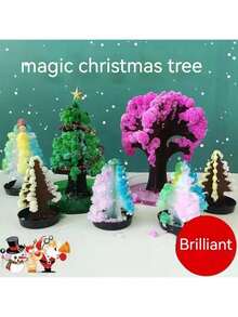 Magic Growing Paper Christmas Tree, Colorful Crystal Blossom Desktop Ornament, Fun Novelty Decor For Holiday Party Festival Present - Multicolor - View 7