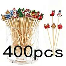 1/20/50/100/200/400pcs/Multiple Christmas Theme Decorative Picks, Including Small House, Snowman, Gift, Sock, Snowflake And Other Fun Shapes, Suitable For Cake, Dessert, Fruit Platter, Cocktail Garnish Decoration, Christmas Party Gathering Dessert Table Decoration, Enhancing Holiday Atmosphere, Enriching Tabletop Festive Decoration Matching. - Multicolor - View 14