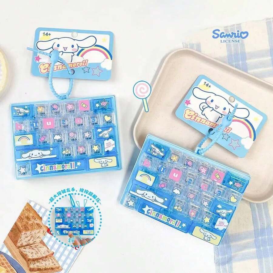 SANRIO My Melody Kuromi Cinnamoroll 26-Key Mechanical Keyboard Switch Fidget Keychain Toy Bag Pendant Gift - MultiWarna - View 1