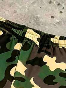 Setelan 2 Potong untuk Anak Laki-Laki Remaja: Kaos Lengan Panjang Kasual dengan Cetakan Depan & Belakang yang Dipersonalisasi dan Celana Panjang Lebar Motif Kamuflase, Pakaian Musim Gugur/Musim Dingin, Gaya Kampus, Tampilan Acara Homecoming - Aprikot - View 5