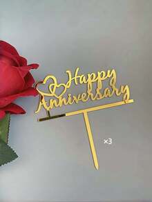 1件/3件/3件 Happy Anniversary 壓克力蛋糕裝飾插牌，週年蛋糕裝飾，情人節蛋糕裝飾，結婚週年蛋糕裝飾，居家廚房必需品，烘焙裝飾，烘焙用品，蛋糕用品 - 金色 - 查看 8