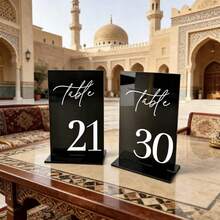 5pcs/10pcs Black Acrylic Wedding Table Number Signs 10*15cm Modern Calligraphy Printed Self-Standing Table Cards Reusable Easy To Install Personalized Industrial Style Suitable For Wedding Birthday Party Restaurant Commercial Graduation Ceremony Wedding Favors Table Centerpiece Home Decor - Black - View 3