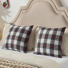 1pc Solid Color Unfilled Pillowcase, Christmas Print Linen Pillowcase, Suitable For Living Room And Home Use - White - View 7