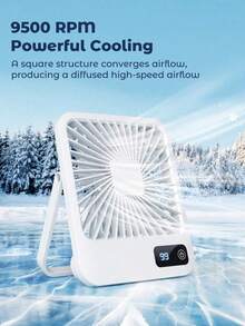180° Adjustable Tilt Portable USB Rechargeable Fan, Foldable Personal Fan With Battery Level Display, 5-Speed Wind, Ultra-Quiet Desktop Fan, Battery Capacity: 600mAh - Multicolor - View 2