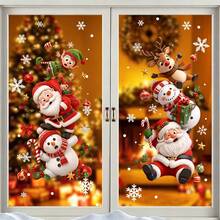 1pc Christmas Stacked Characters Window Sticker, Reusable And Removable Glass Decal, Featuring Santa Claus, Snowman And Reindeer, Suitable For Home Decor, Store Window And Holiday Party Decoration - Multicolor - View 4