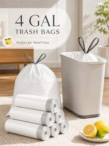 5/1 Roll Standard Kitchen/Bathroom Trash Bags And Drawstring Storage Bags; Plastic Material; Multi-Purpose Disposable Bags, Suitable For Home, Kitchen, Office, School, Outdoor And Bathroom Use; Perfect As Christmas Gifts And School Supplies - Multicolor - View 1
