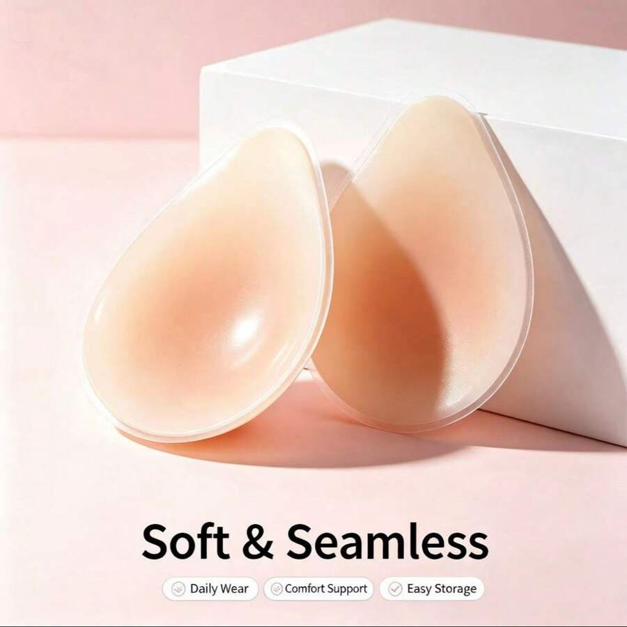1对可重复使用的隐形自粘防摩擦乳贴，适用于游泳、泳装、背心、海滩、水疗、旅行、水上乐园、游泳池、吊带衫及其他日常休闲场合，可水洗，透气。