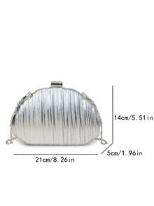 Dedoo Shell Hollow Design Creative Acrylic Chain Women's Bag, Personalized Casual Shoulder Bag, Suitable For Party, Gathering, Street Photography - Silver - View 9