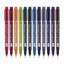 12/24 Colors Vintage Style Ink Pens, 0.5mm Nib, Smooth And Even Ink Flow, Suitable For Line Art, Doodling, Manga Design, Sketching And Outlining, Professional Art Supplies - Sets - View 3