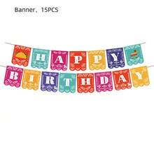 47-Piece Mexican Theme Birthday Party Decoration Set, Includes 15 Bunting Flags, 7 Banners, 24 Small Triangle Flags And 1 Large Triangle Flag, Perfect As Photo Backdrop, Suitable For Indoor Or Outdoor Birthday Parties - A - View 11