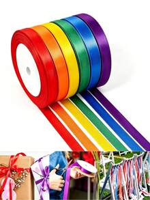 6 Colors X 25 Yards, Total 150 Yards Macaron Color 3/8 Inch Wide Premium Satin Ribbon, Gift Wrapping Ribbon Set, Suitable For Bouquets, Bows, Handmade Crafts, Birthday, Party, Wedding, Graduation Ceremony Decoration, Wedding Gift Wrapping, Bridal Shower Decoration, Bouquet DIY Crafts - 6 Rolls Assorted Ribbon - View 5