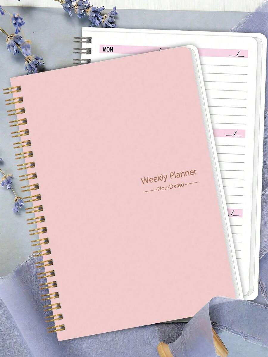 1pc Undated Weekly Planner, Thick Smooth Writing Paper Notebook, Multi-Functional Stationery Essential, Suitable For Work Schedule, Student Study Timetable, Daily Task Management, Goal Tracking, Life Planning, Fitness Plan, Long-Term Goal Setting, Learning Supplies, Office Supplies, Home Affairs Planning Notebook, Suitable For Back To School Season, Back To School Season, Teacher's Day Gift