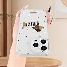 1 pieza Funda protectora de teléfono TPU con cobertura completa y diseño de patrón de perro salchicha transparente con efecto espacio - Multicolor - Ver 4