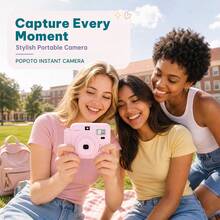Popoto Instant Camera With Selfie Mirror, Optical Imaging With Built-In Flash, 5 Adjustable Modes, Captures Beautiful Moments, Perfect For Beach Sunset, Sand Stroll, Summer Travel, Party Gift (Battery Not Included) - View 5