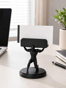 1/3/5pcs 6*9cm Creative Power Figure Desktop Business Card Holder, Black Muscular Man Lifting Design Desktop Card Display Stand, Personalized Figure Sculpture Card Storage Display Holder, Can Hold Business Cards, Photos, Message Cards, Memo Cards, Reminder Cards, Multi-Purpose Desktop Card Holder, Suitable For Office, Company Front Desk, Reception Desk, Studio, Study, Home Office Desk, Store Countertop Decoration, Creative Gift For Colleagues, Friends, Business Professionals - View 8