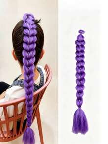 1pc Purple Large Braid, Braided Dreadlocks Long Hair Ponytail Boxer Braids Colorful Wig Cross-Border New Product - Multicolor - View 4