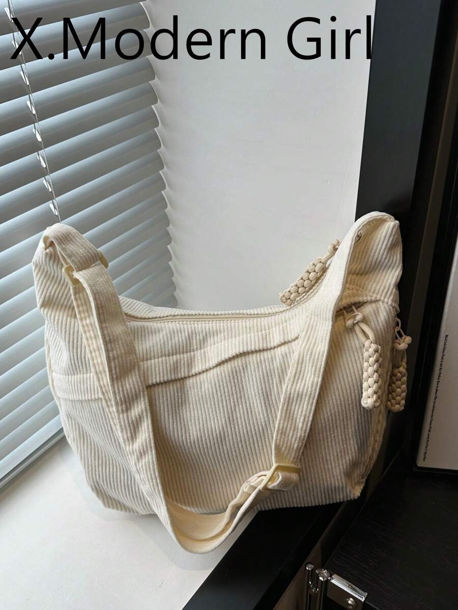 大容量多層女款斜挎包,新款極簡休閒餃子包,通勤百搭單肩包 - 白色 - 查看 1