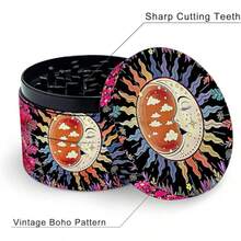 Premium Zinc Alloy Grinder - 50mm UV Printed Creative Moon Print Pattern, Efficient Spice Grinder, Herb Crusher, Daily Use, Gift For Men And Women, Christmas Gift Choice, Best Option - View 4