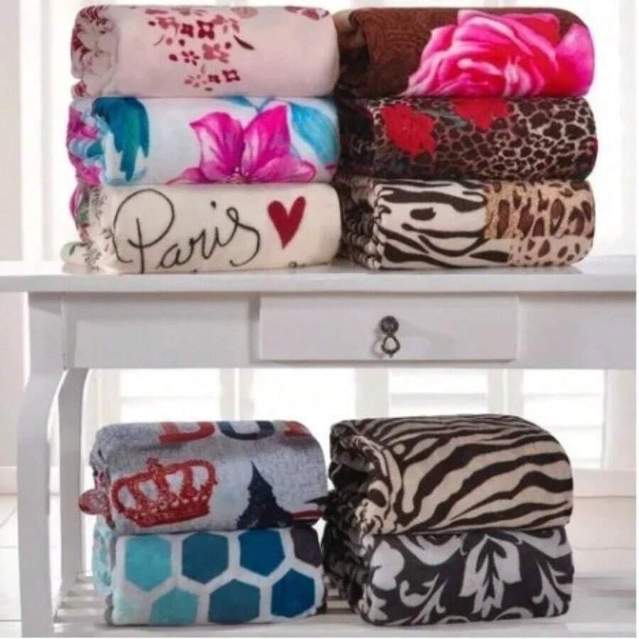 KIT 3 Cobertor Manta Casal Estampada Microfibra ESTAMPAS SORTIDAS PROMOÇÃO - Multicolorido - Visão 1