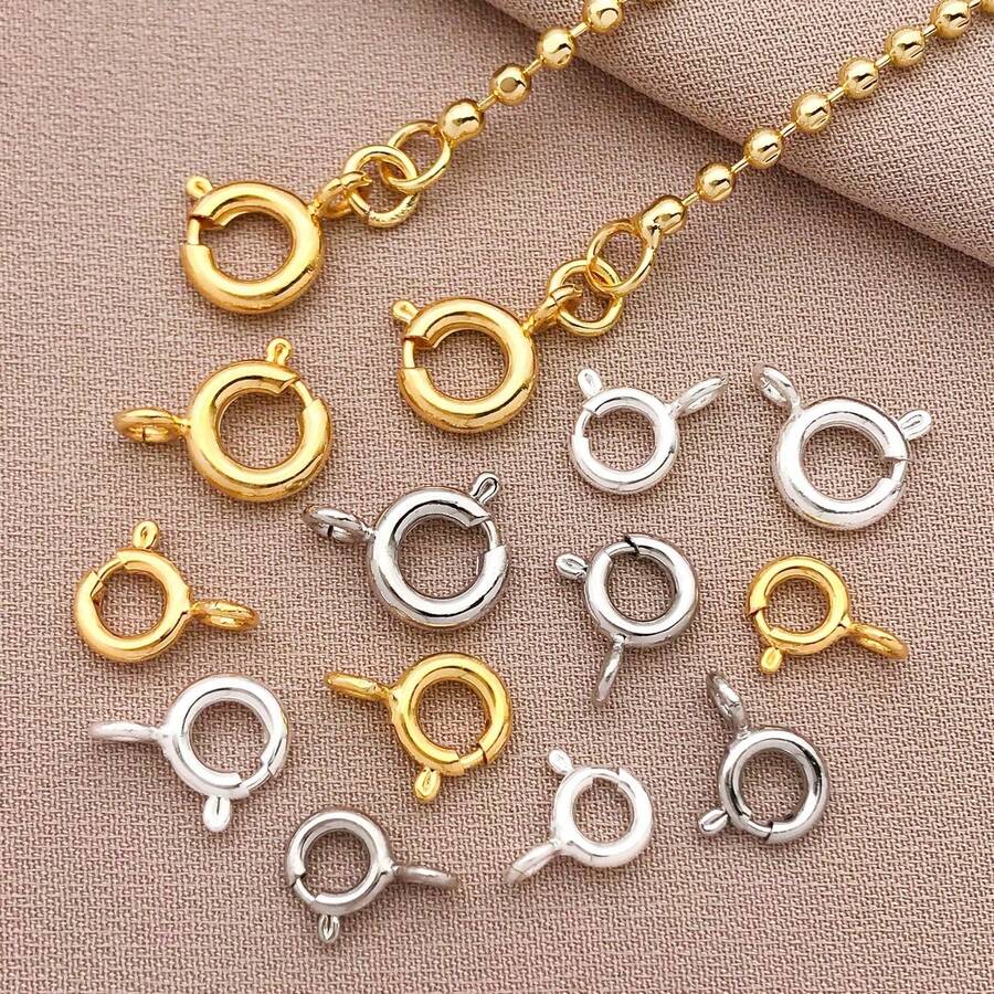 5/15/30pcs 18K Gold Plated Spring Clasp Brass Round Open Ring Jewelry Connector Clasp Suitable For Bracelet Necklace Jewelry DIY