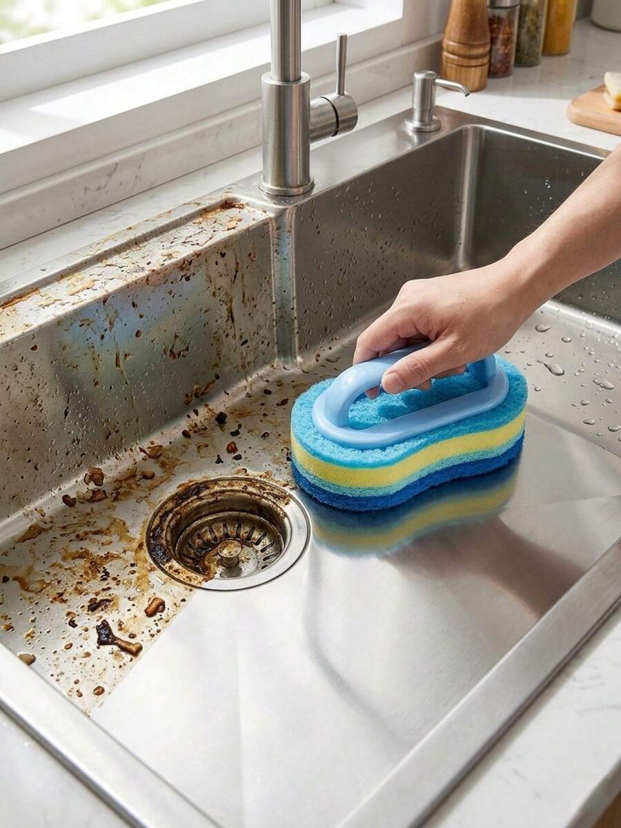 Multi-Function Scrub Brush With Handle, Heavy-Duty Cleaning Brush For Kitchen, Bathroom Tiles, Bathtub, Sink And Floor, Ergonomic Handheld Scrub Pad Designed For Cleaning Pots, Pans And Tile Grout