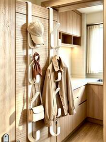 1/2pcs Thickened Multi-Functional Kitchen Door Hook Set, Vertical Design Thickened Carbon Steel Bathroom Storage Hook, Entryway Coat Rack, Home Decor Aesthetic Storage, Room Decor, Home Decor, Bathroom Decor, Room Decor, Kitchen Decor, Autumn Home Decor, Suitable For Bedroom, Living Room, Apartment, Dorm, Travel, Coffee Bar - White - View 12