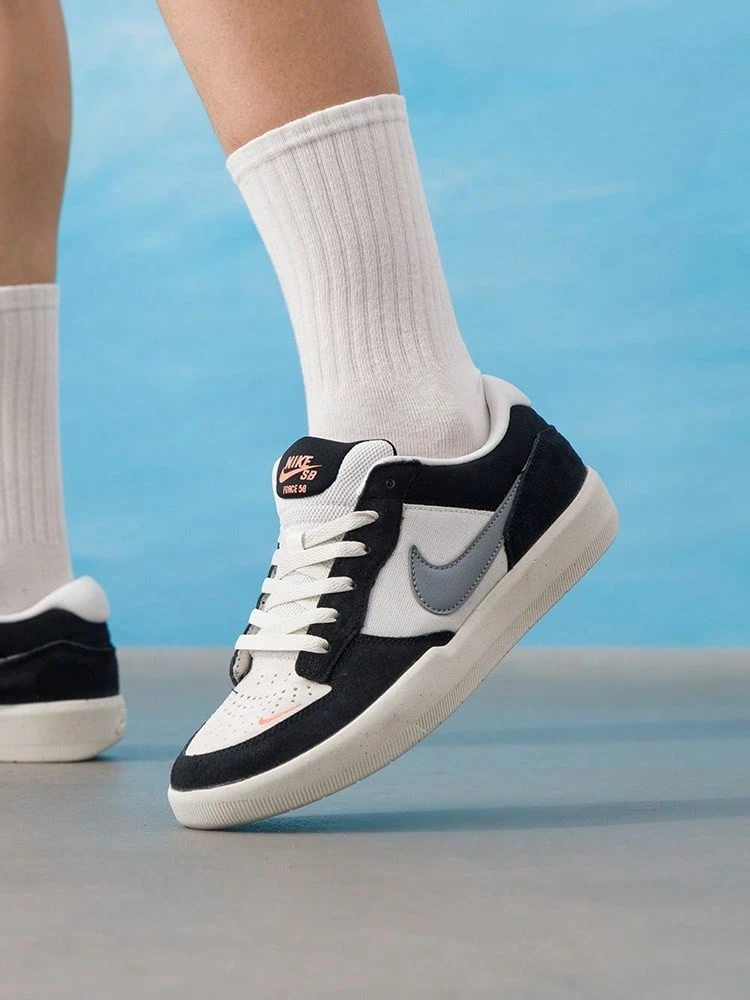 男款與女款休閒滑板鞋 NIKE SB FORCE 58 透氣舒適經典休閒滑板鞋 DV5477-012 - 黑/冷灰/頂峰白/帆白/調色霧橙 - 查看 1