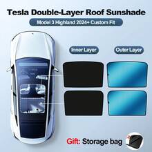 LCARS Car Sunroof Glass Sunshade, Suitable For And Model 3 Roof Sunshade Accessory [Blue Ice Crystal Coating] Heat Insulation Sun Protection UV Protection, Car Roof Sunshade Panel, Car Interior Accessory Suitable For Tesla New And Old Models Optional - Blue Ice Crystal Sunshade for Sunroof - View 15