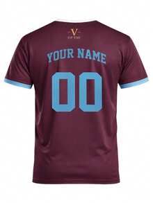 Vera Style Customized Men's Soccer Jersey & Customizable Name & Number & Round Neck Lightweight Sports Top & Breathable, Moisture-Wicking, Quick-Drying & Training, Daily Wear, Gift - Burgundy - View 3