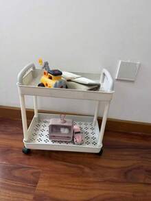 1 pieza Carrito de almacenamiento multifuncional móvil para sala de estar, cocina, dormitorio, baño, organización del hogar, estantería, decoración de la habitación, solución de almacenamiento utilitario, unidad de estantería con ruedas - Negro - Ver 17