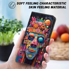 GLANDOTU Colorful Mask Graffiti Pop Art Print PU Leather Wallet Phone Case, Flip Cover Card Slot Kickstand Protective Shell, Compatible With Multiple Brands And Models - Multicolor - View 1
