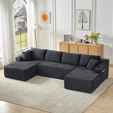 Sectional Sofa Dark Grey 6 Seats - Modular U Shape - Dark Grey 6 Seat - View 2
