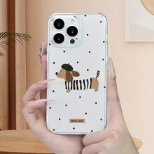 1 pieza Funda protectora de teléfono TPU con cobertura completa y diseño de patrón de perro salchicha transparente con efecto espacio - Multicolor - Ver 2