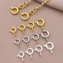 5/15/30pcs 18K Gold Plated Spring Clasp Brass Round Open Ring Jewelry Connector Clasp Suitable For Bracelet Necklace Jewelry DIY - Multicolor - View 3